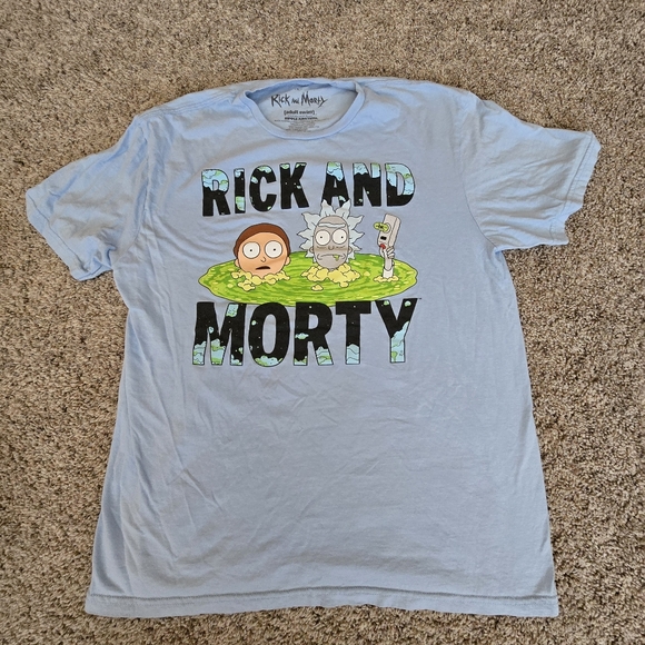 Mens Rick And Morty Shirt Size Large Blue Adult Swim - Picture 1 of 6